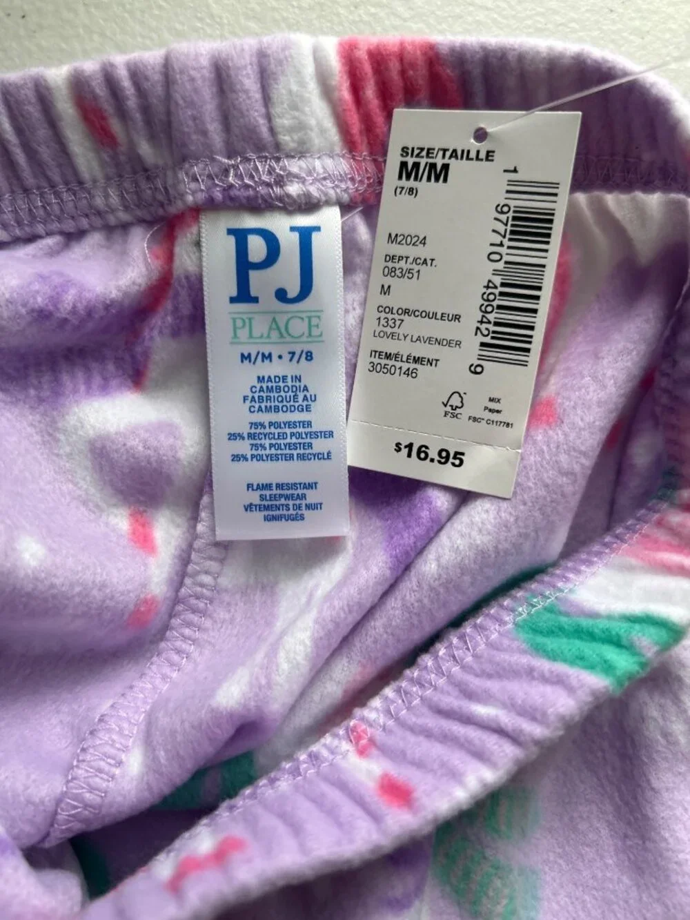 Cuddl Duds Girls 3-Pc Navy Butterfly & PJ Place Unicorn Pajama Pants 7/8 *READ*